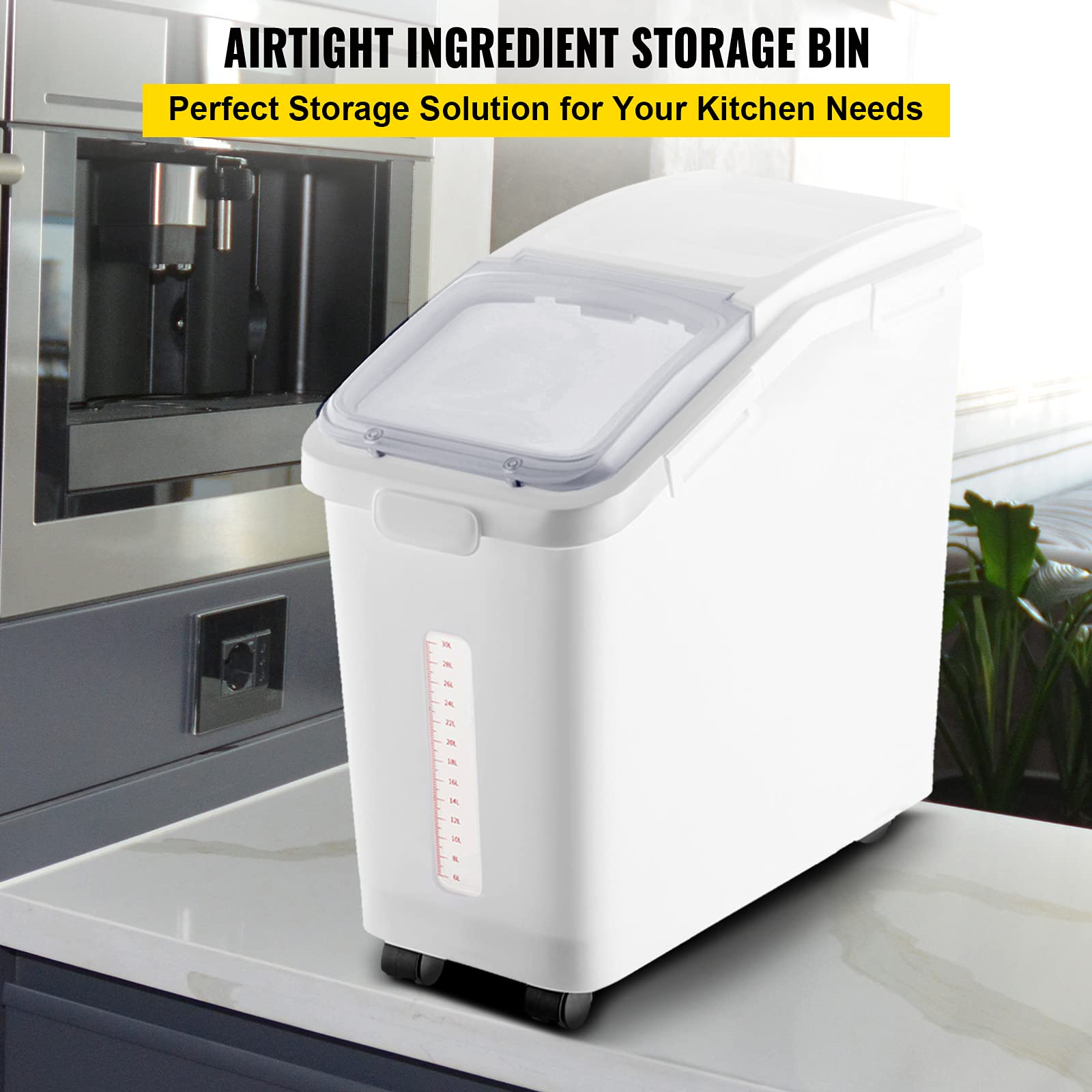 VEVOR Ingredient Storage Bin, 11.4 Gallon Capacity Shelf Ingredient Bin, 280 Cup Flour Bins on Wheels Commercial Prosave Shelf-s